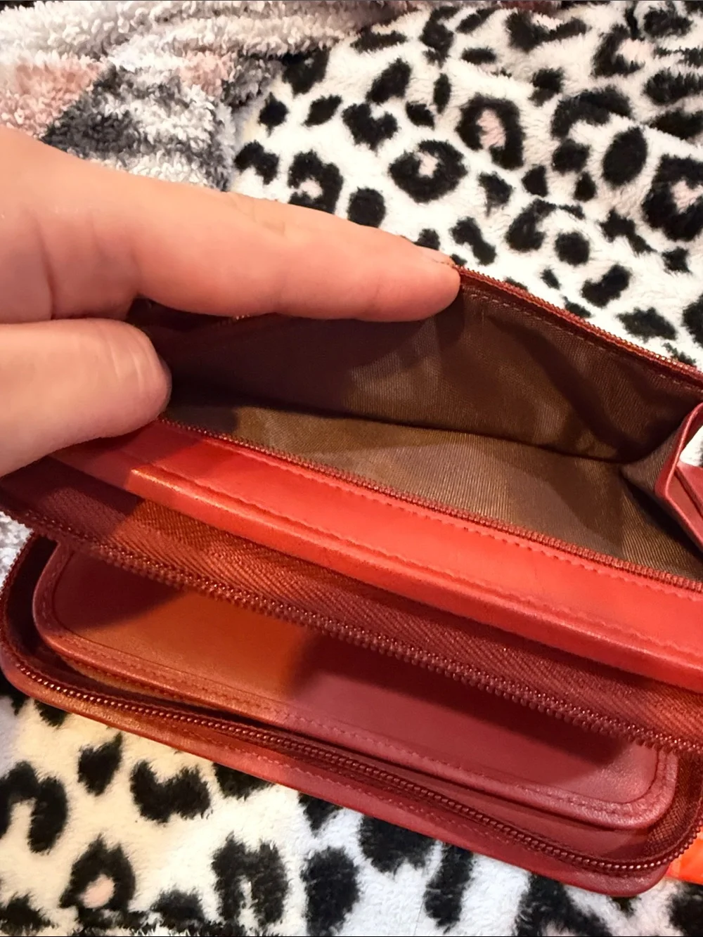 Vintage Coach Red Glove-Tanned Leather Zip Around Travel Wallet Organizer